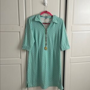 J. McLaughlin Mint Geometric Dress with Beaded Necklace